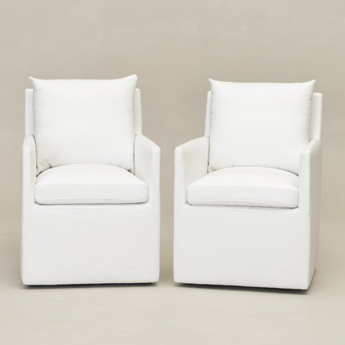 Sean Performance Dining Chair with Casters - Upholstered Dining Chair | Modern Dining Chairs | Kinwell Furniture | Performance Fabric Dining Chairs